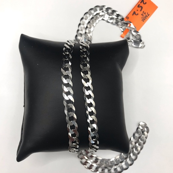 925 Sterling silver Men's Cuban link Chain Necklace size 24”